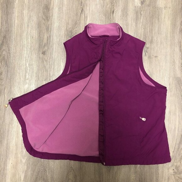 L.L. Bean Size 1X Women's Classic Vest Waterproof Nylon Fleece Lining Magenta - Picture 2 of 8